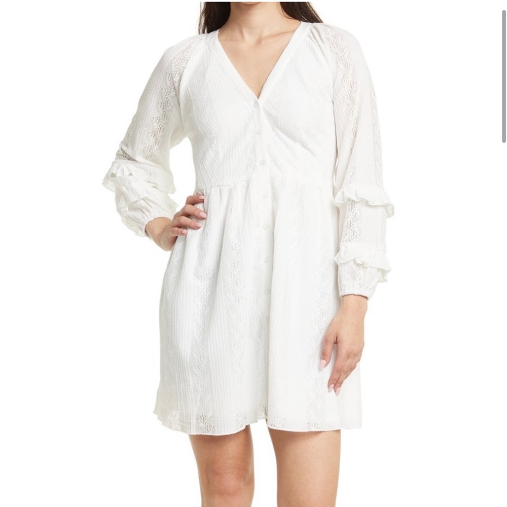 Walter Baker NWT Haven Ruffle Button Front Dress White Size S